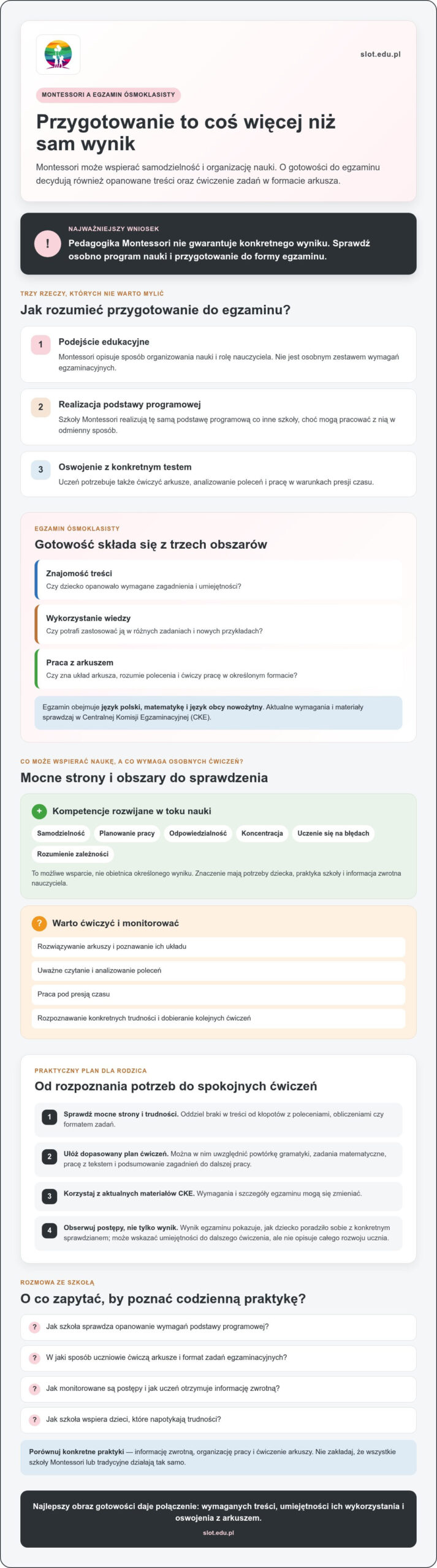 Czy Montessori przygotowuje do egzaminów? Fakty i spokojne wyjaśnienie